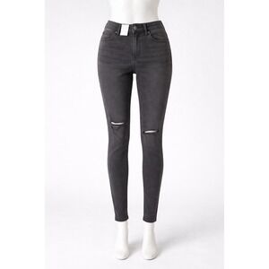 NWT Madewell High Rise Skinny Jeans Distressed Black H2230 Size 28